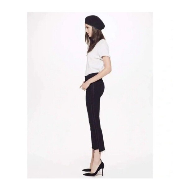 Mother Size 30 Insider Crop Two Step Fray Black Jeans Guilty Party Racer Stretch - Picture 1 of 13